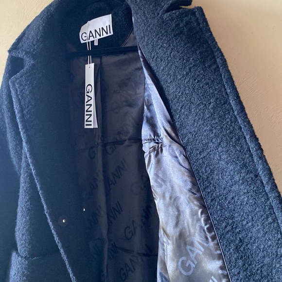 NWT Ganni Boucle Wool Coat Black M 8-10 40EU - Picture 12 of 13